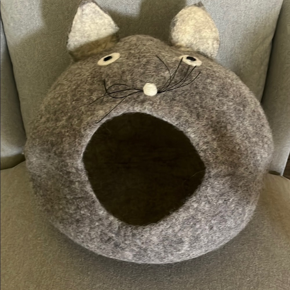 Cozy Gray Cat Cave Bed